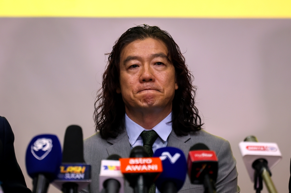 Harimau Malaya Head Coach Kim Pan Gon speaks during the press conference announcing his resignation as head coach of the national squad at Wisma FAM in Petaling Jaya July 16, 2024. — Bernama pic