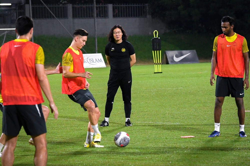 Harimau Malaya head coach Kim Pan Gon on the third day of Harimau Malaya squad’s central training camp at Wisma FAM, Kelana Jaya, May 30, 2024. — Bernama pic 