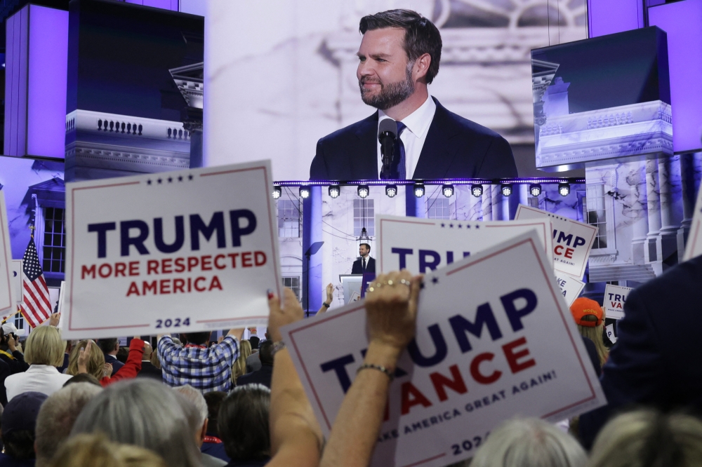 Republican vice presidential candidate J.D. Vance speaks on stage on the third day of the Republican National Convention at the Fiserv Forum on July 17, 2024 in Milwaukee, Wisconsin. — AFP pic