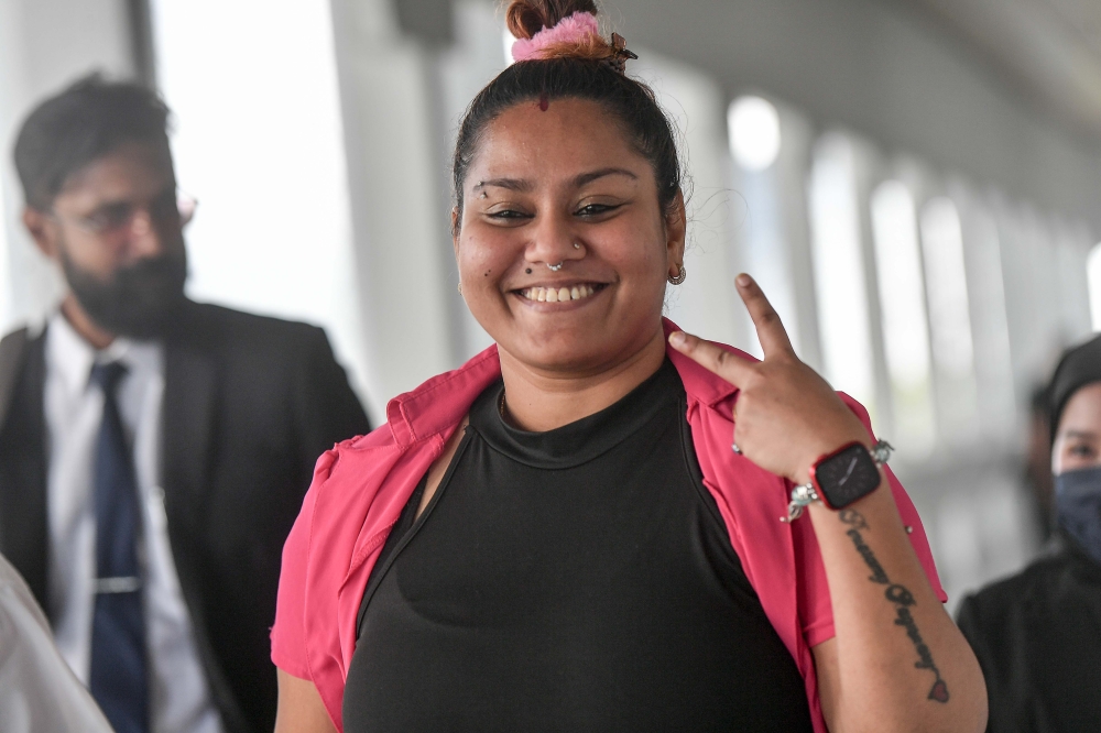 Shalini Periasamy, 35, a TikTok user going by the handle @alphaquinnsha pleaded guilty at the Kuala Lumpur Magistrates’ Court under Section 14 of the Minor Offences Act 1955 to using vulgar language on TikTok with the intent to incite anger. — Picture by Sayuti Zainudin