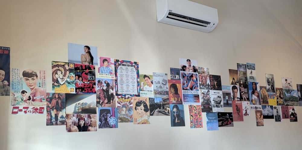 The eclectic collection of posters and other images on one of the walls. Spot anything familiar? — Picture by Ethan Lau