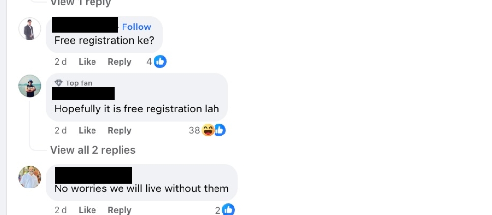 Some users were confused, thinking they would need to register. — Facebook page screenshot