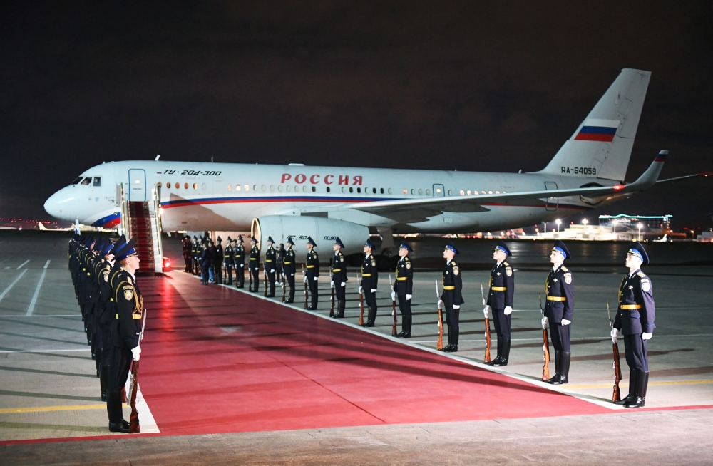 Russia's honour guards line up before a ceremony to welcome Russian nationals, who were released in a prisoner exchange between Russia with Western countries, at Vnukovo International Airport in Moscow August 1, 2024. — Sputnik/Sergei Ilyin/Pool pic via Reuters  