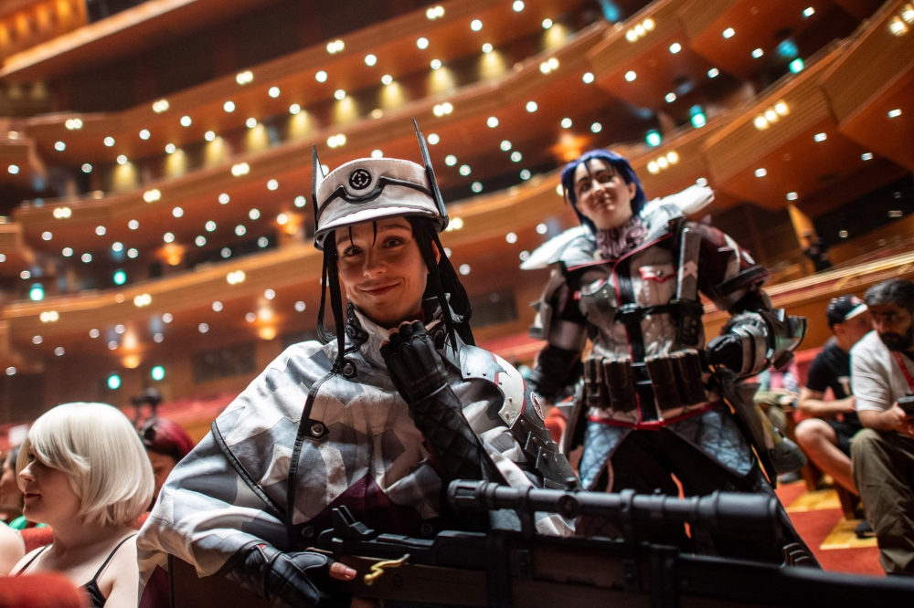 Team Britain’s Holly Churchill and Jasmine Churchill take part in a rehearsal before the world cosplay championship 2024 during the World Cosplay Summit in Nagoya August 3, 2024. — AFP pic