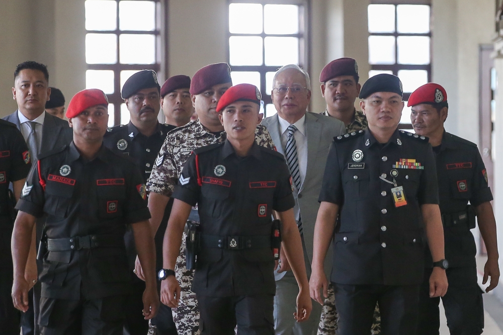 Datuk Seri Najib Razak is pictured at the Kuala Lumpur High Court Complex, August 15, 2024. — Picture by Yusof Mat Isa