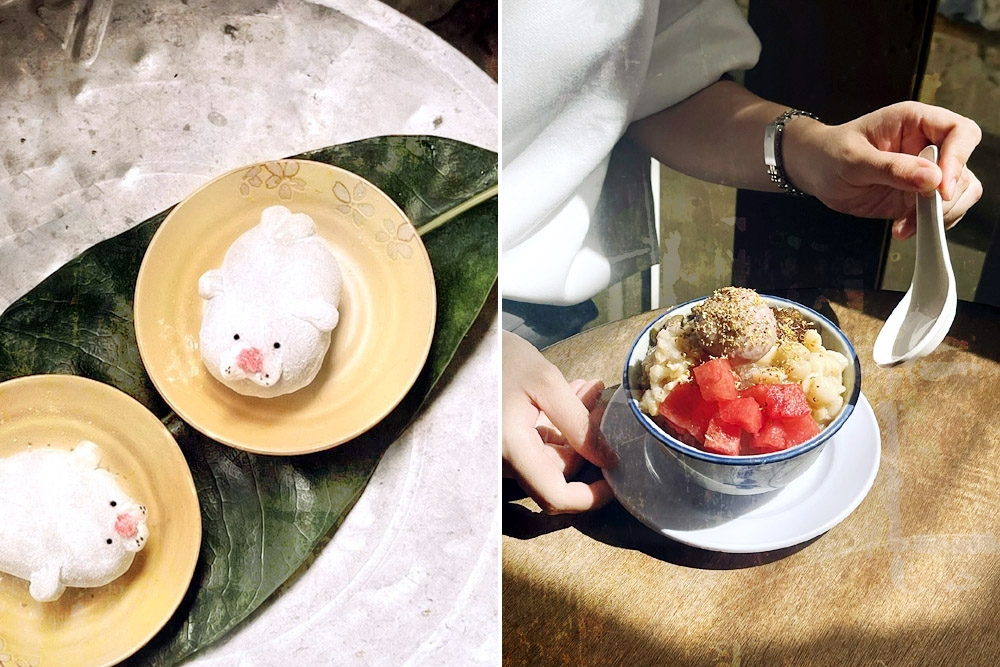 Seal Mochi (left) and Penang influenced 's?-k?e-thng bingsu' (right). — Picture courtesy of Floccusfloccus