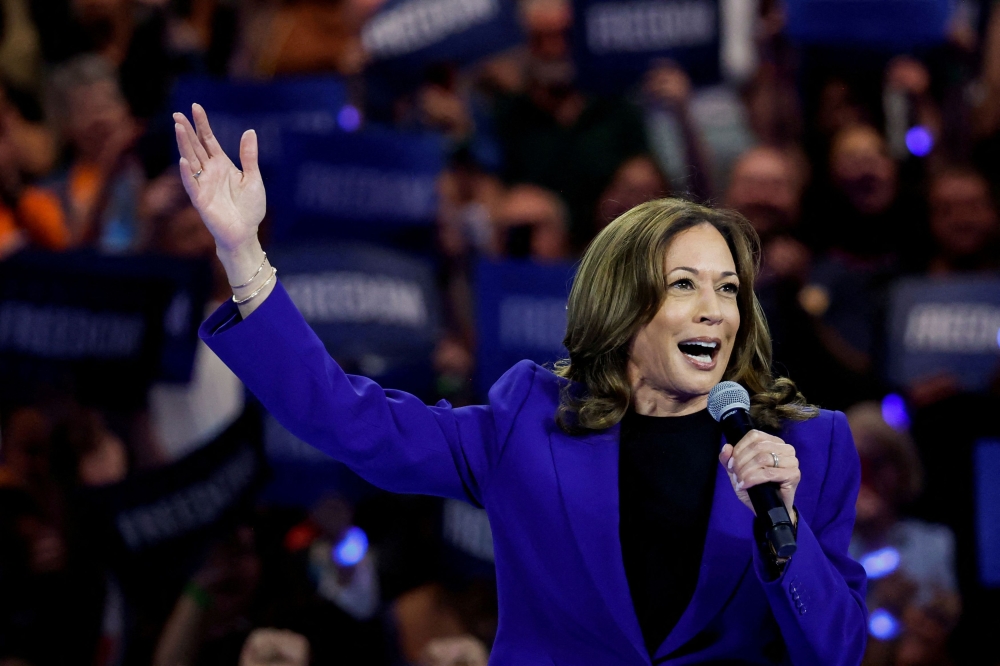 US Vice President and Democratic presidential nominee Kamala Harris speaks as she is filmed for a live broadcast into Chicago’s Democratic National Convention (DNC), after delegates of each state delegation ended the roll call to once again nominate her as presidential nominee, during her rally in Milwaukee, Wisconsin August 20, 2024. — Reuters pic  