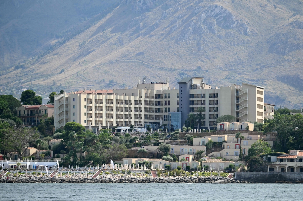 A picture shows the hotel Domina Zagarella Sicily hosting survivors and their relatives in Porticello, on August 20, 2024 near Palermo, a day after the British-flagged luxury yacht Bayesian sank. — AFP pic