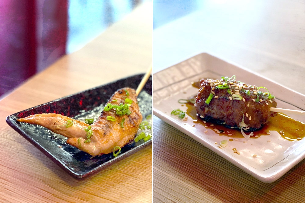 Pork Tsukune (left) and Tebasaki Shio (right). — Picture by CK Lim