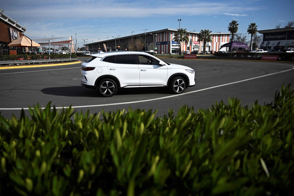 A Chinese-made car is tested at the Movicenter car showroom, in Santiago July 25, 2024. — AFP pic