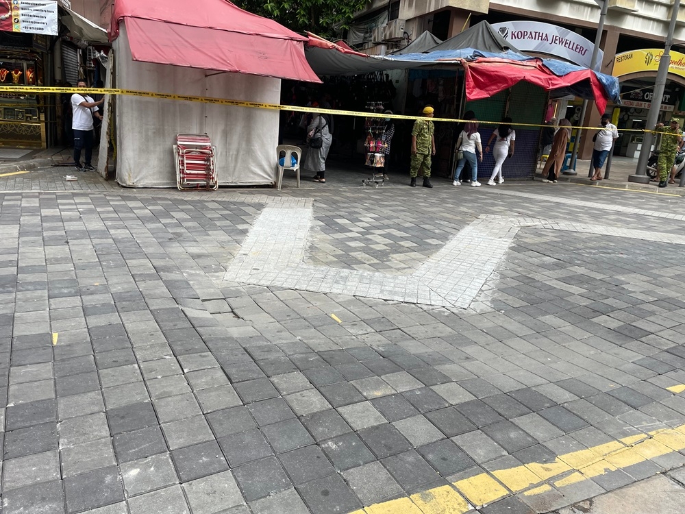 A Jalan Masjid India trader said the area had been shut down for over a month earlier due to ground subsidence issues, but the problem has now returned. — Picture by Anis Zalani