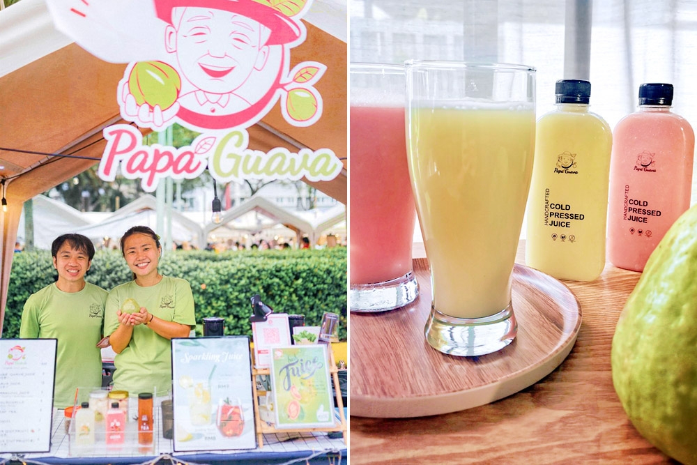 PapaGuava pop-up stall (left). Cold pressed guava juice (right). — Picture courtesy of PapaGuava