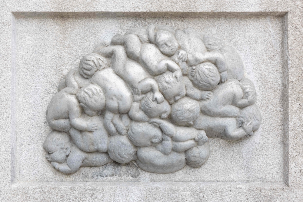 The bas-relief ‘Children of the Brain’ at the Montreal Neurological Institute-Hospital July 17, 2024, in Montreal. — AFP pic