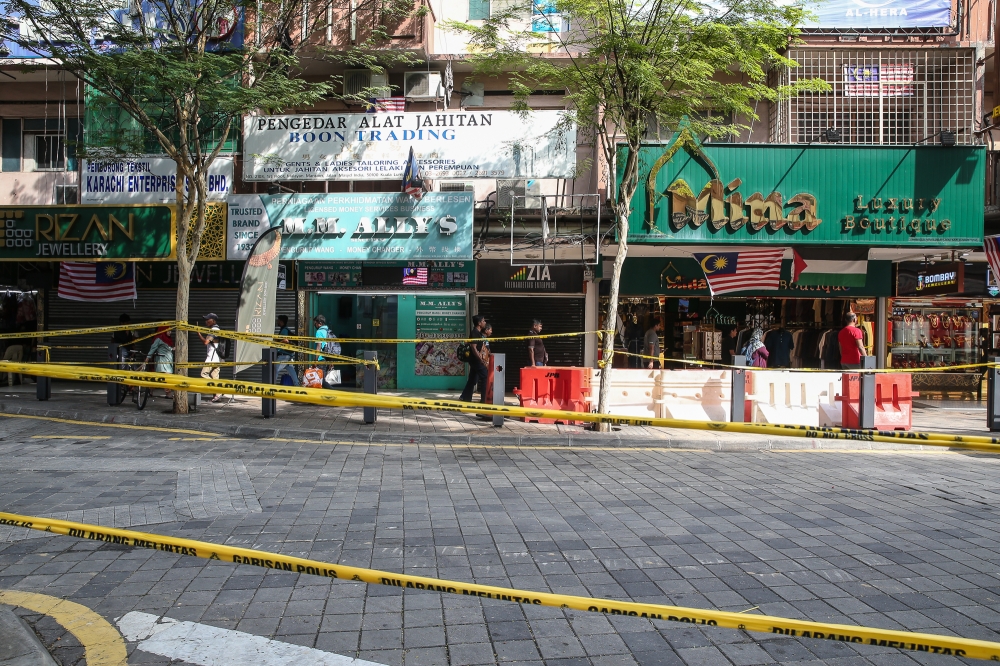 A general view at site of the sinkhole at Jalan Masjid India in Kuala Lumpur, September 1, 2024. — Picture by Yusof Mat Isa