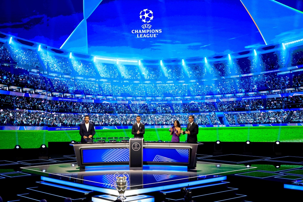 The draw for the group stage of the 2024-2025 UEFA Champions League football tournament at the Grimaldi Forum in Monaco on August 29, 2024. — AFP pic