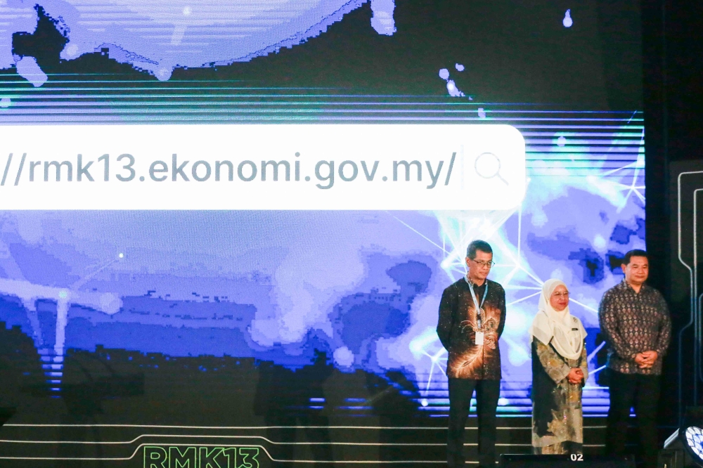 Economy Minister Rafizi Ramli is seen during the launch of the 13th Malaysia Plan at KLIA, Sepang September 5, 2024. — Picture by Raymond Manuel