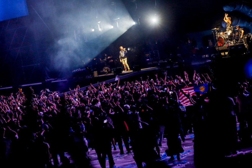 British alternative rock band MUSE performs live during a concert at Stadium Bukit Jalil Kuala Lumpur in this file picture dated July 29, 2023. — Picture by Hari Anggara