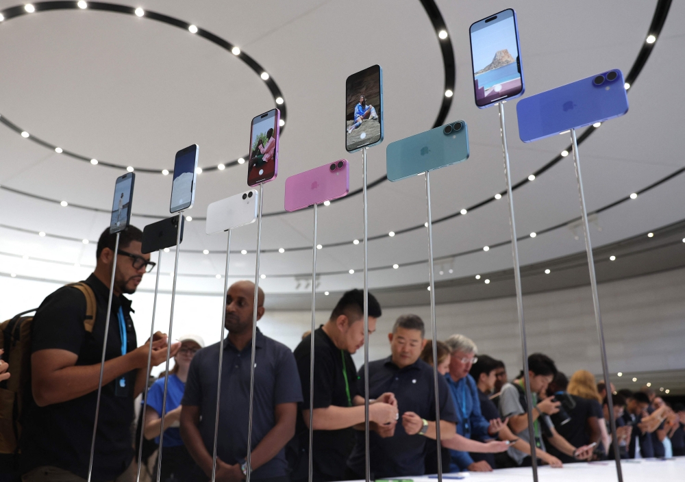 The new iPhone 16 Pro Max is displayed during an Apple special event at Apple headquarters on September 09, 2024 in Cupertino, California. — AFP pic