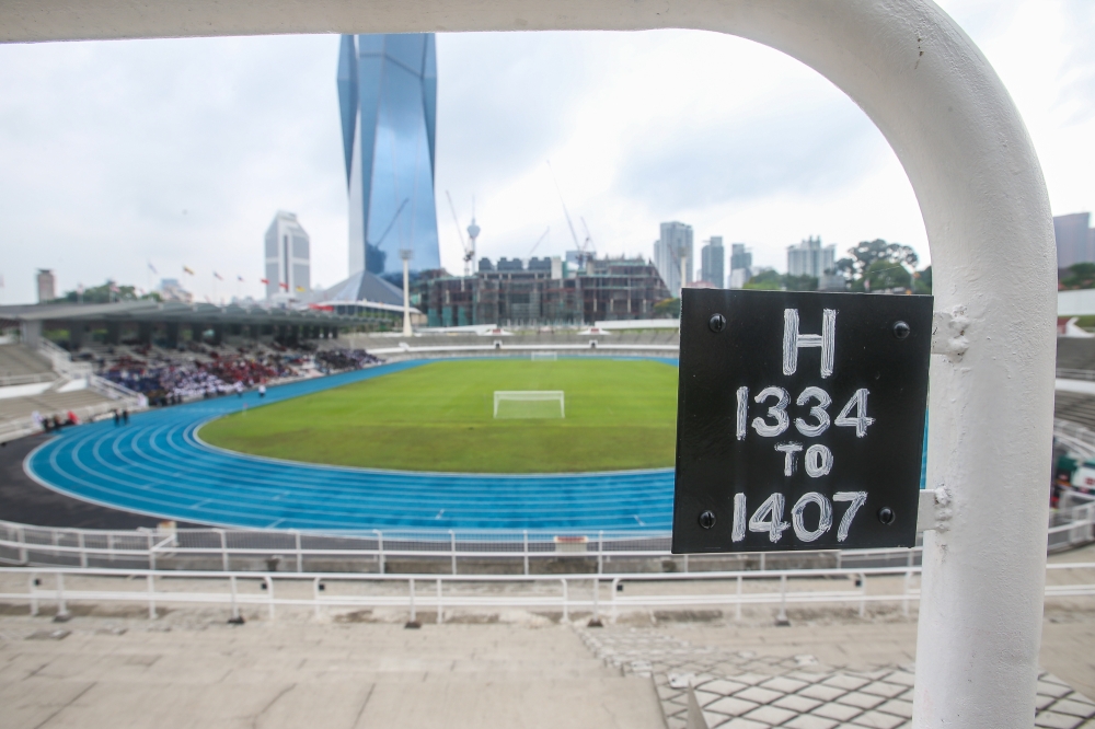 There are also these metal plates around the stadium that also show the seat numbers for the 20,000-seat Stadium Merdeka. — Pix by Yusof Mat Isa