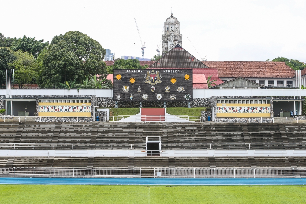 Opposite the grandstand area are the rebuilt manual scoreboard and toilet blocks. — Picture by Yusuf Mat Isa