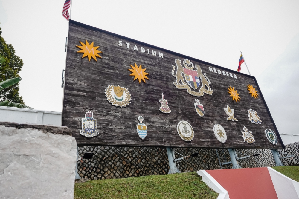 This scoreboard is as it was in 1957 when Malaya declared independence, with 11 emblems (the nine Malay states of Johor, Pahang, Negri Sembilan, Selangor, Kedah, Perlis, Kelantan, Terengganu, Perak and the former Straits Settlements of Melaka and Penang). — Picture by Raymond Manuel