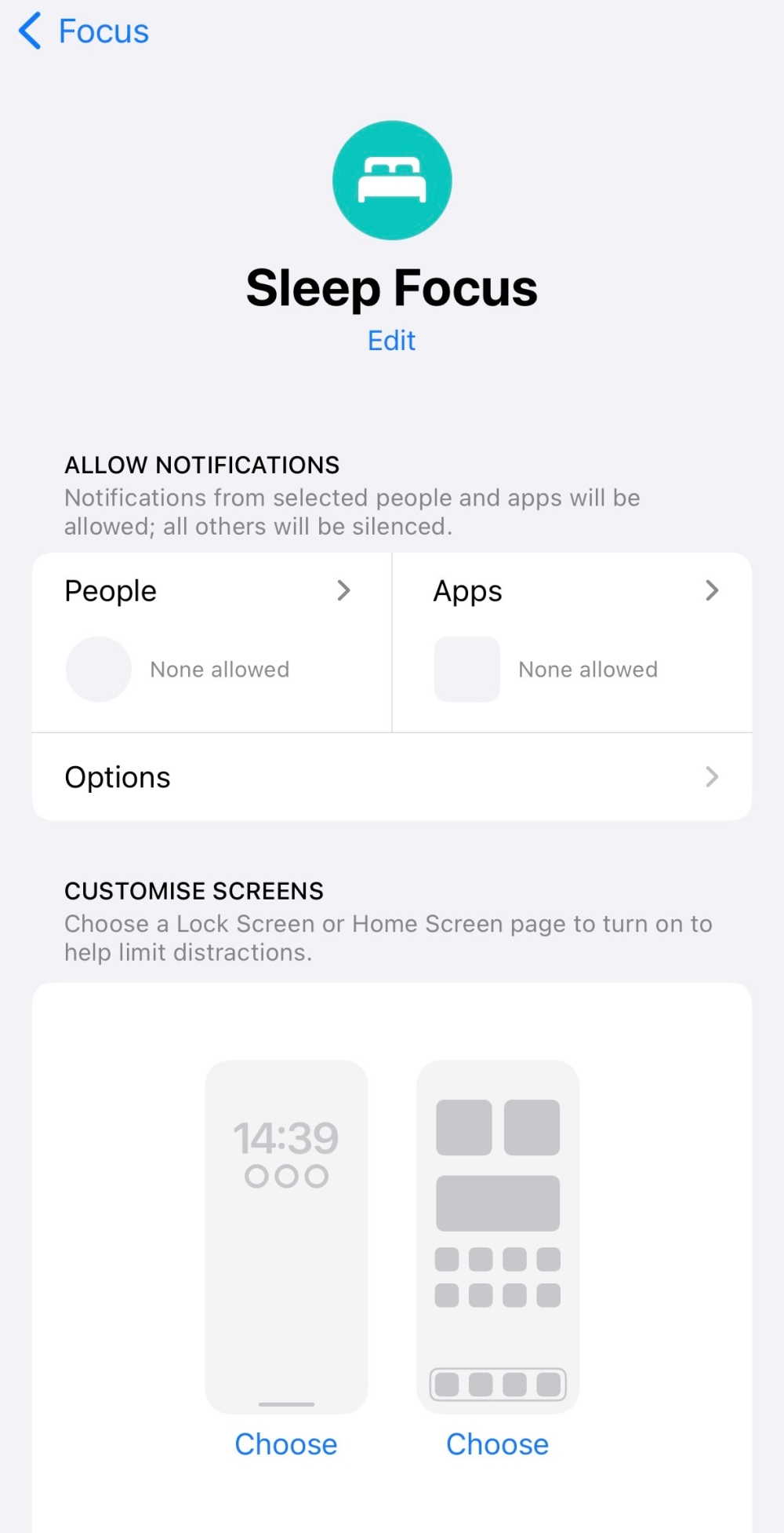 An example of a Focus mode in an iPhone that is customisable to allow only certain notifications or contacts. — Picture by Soo Wern Jun