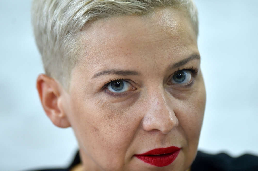 Belarusian opposition figure Maria Kolesnikova, a member of the Coordination Council formed by the opposition to oversee efforts for a peaceful transition of power, attends a press conference on the 16th day of protests over disputed presidential elections results in Minsk on August 24, 2020. — AFP pic