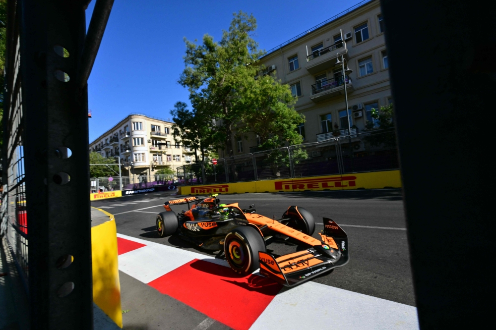 McLaren's British driver Lando Norris steers his car during the Formula One Azerbaijan Grand Prix at the Baku City Circuit in Baku on September 15, 2024. — AFP pic