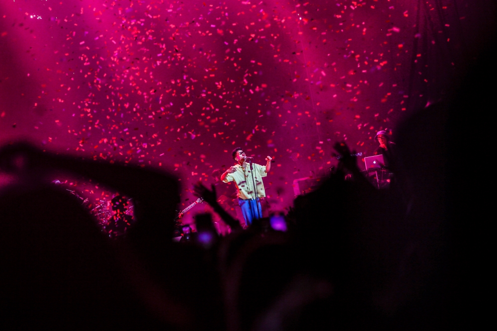 Indonesian pop folk band Fourtwnty during their performance at Nusafest 2023 which attracted around 5,000 concertgoers. — Picture by Hari Anggara