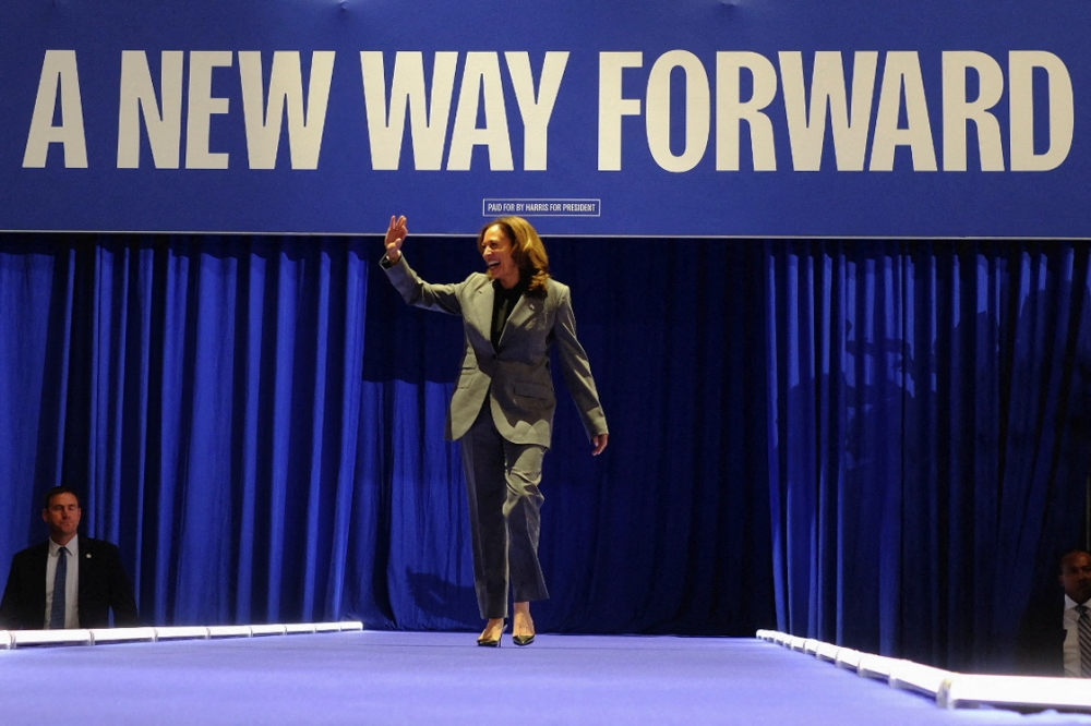 Kamala Harris’s campaign speeches came as three states—Virginia, Minnesota and South Dakota—began early voting 46 days before election day in what is an agonisingly close race. — Reuters pic