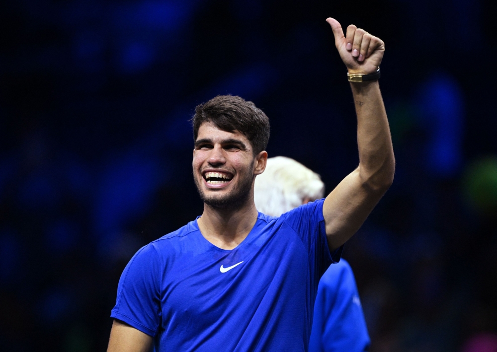 Spain’s Alcaraz played 50 professional singles matches this year before the Laver Cup, winning 41 of them. — Reuters pic