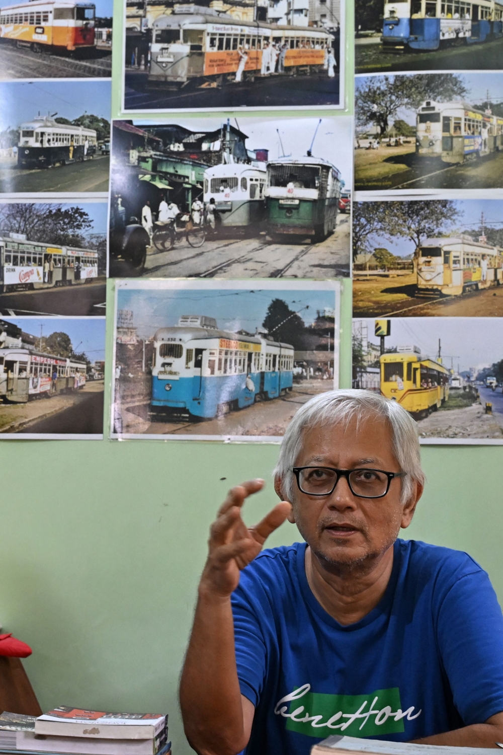 Calcutta Tram Users' Association (CTUA) president Debashish Bhattacharyya speaks during an interview with AFP at his office in Kolkata September 8, 2024. — AFP pic