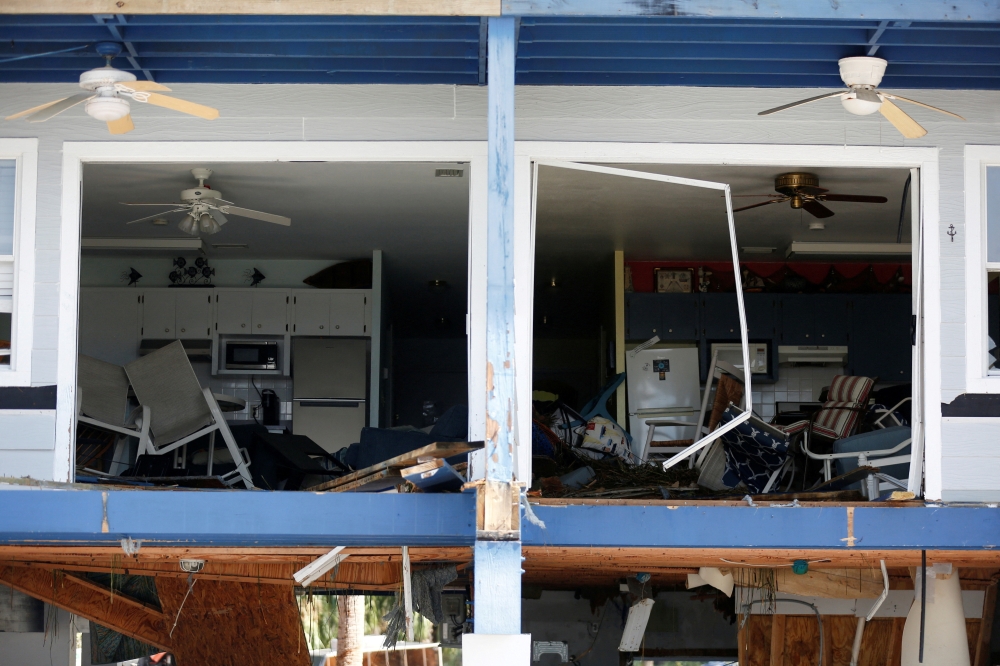 Homes in the coastal town of Steinhatchee, Florida damage after Hurricane Helene made landfall. — Reuters pic