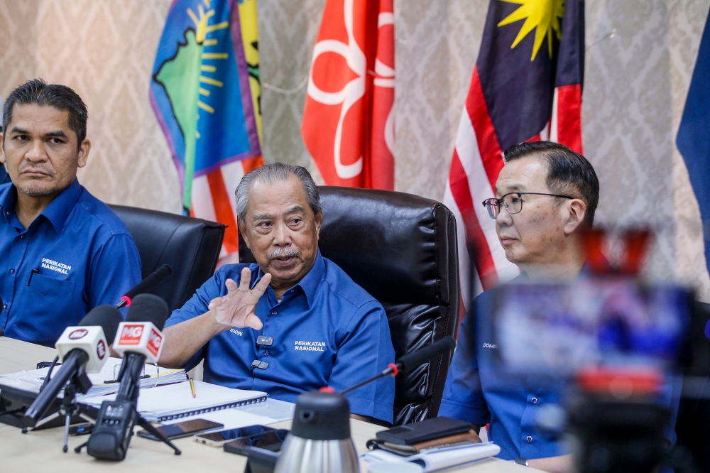 PN chairman Tan Sri Muhyiddin Yassin said PN MPs have decided to reject the draft MoU. — Picture by Hari Anggara