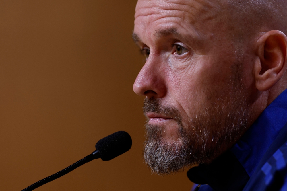 Manchester United manager Erik ten Hag addresses a press conference in Porto October 2, 2024. — Action Images pic via Reuters/Peter Cziborra