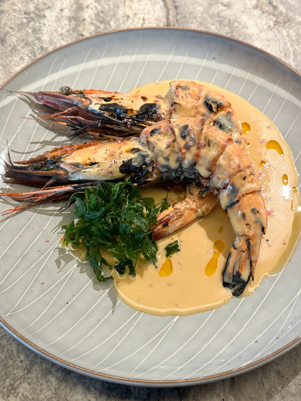 Grilled Fresh Prawns are served with a rich prawn bisque to give it more flavour — Picture by Lee Khang Yi 