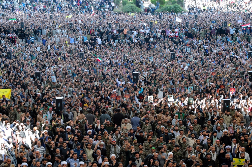 ran's supreme leader Ayatollah Ali Khamenei, delivering a rare Friday sermon in Arabic, defended this week's missile attack on Israel that deepened fears of a regional war and praised allies' defiance. — AFP pic