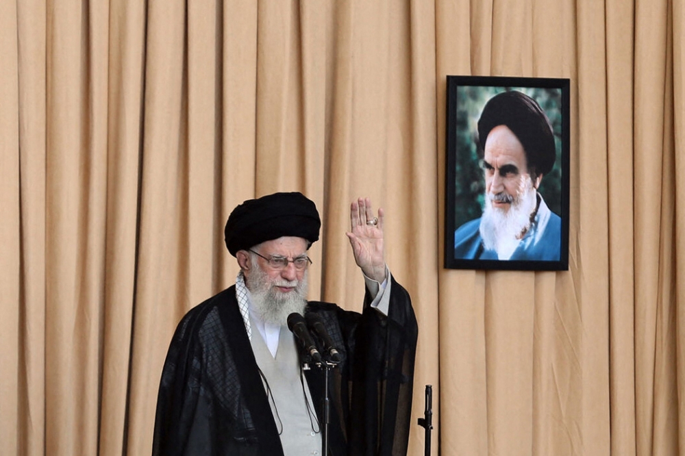 A handout picture provided by the Iranian Supreme Leader Ali Khamenei's office shows him delivering the sermon for the Friday prayer ceremony in Tehran on October 4, 2024. — AFP pic