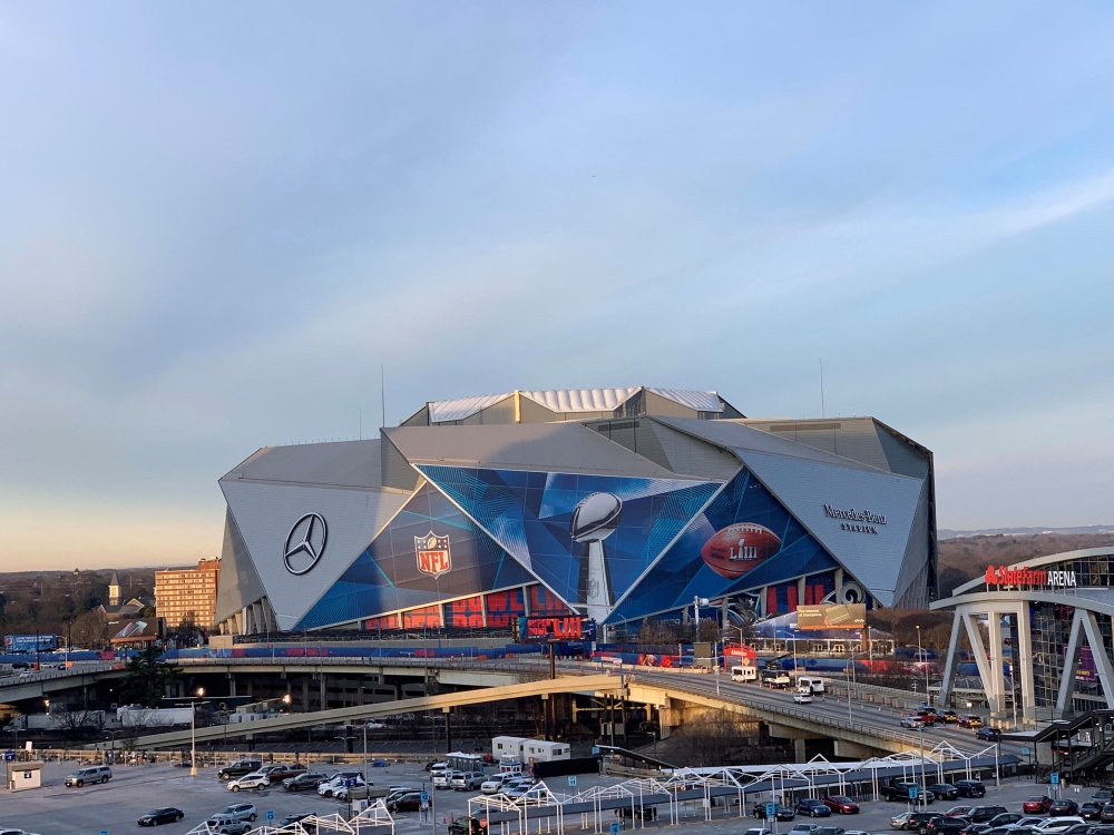 A general view of the Super Bowl LIII signage at the Mercedes-Benz Stadium exterior in Atlanta, one of the 12 stadiums set to host the 2025 Club World Cup in this file picture taken on January 30, 2019. — Kirby Lee-USA TODAY Sports pic via Reuters