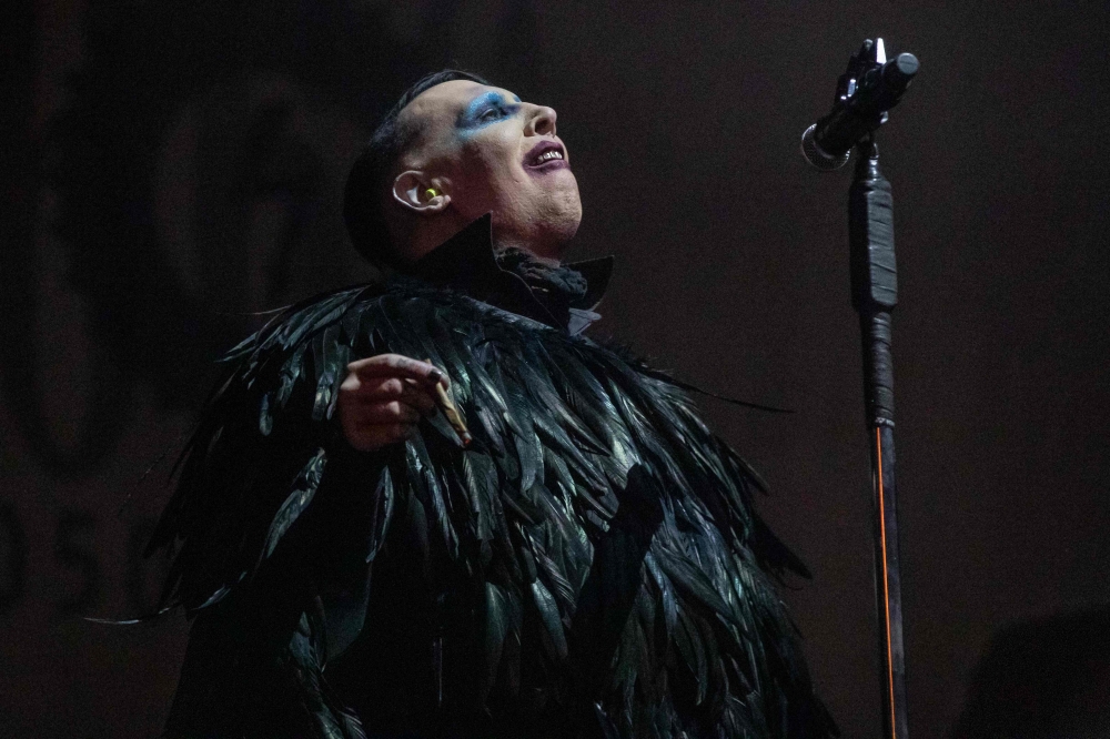 Marilyn Manson performs during the Astroworld Festival at NRG Stadium in Houston, Texas November 9, 2019. — AFP pic