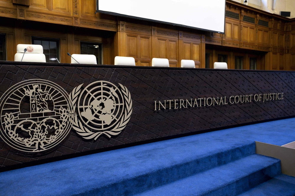 This photograph shows a view of the International Court of Justice (ICJ) during a hearing as part of South Africa's request on a Gaza ceasefire in The Hague, on May 24, 2024, amid the ongoing conflict between Israel and the Hamas movement. — AFP pic