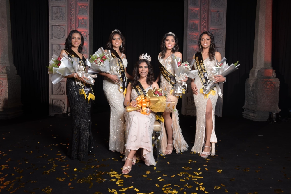 In a thrilling final, Maliney Pohs (centre) was crowned Miss Malaysia Indian Global 2024. In addition to the main title, Dr Hasvene Kaur (first left) and Ms Yoshanaa Chelvam (first right) took home the runner-up positions, each receiving prestigious prizes as well. — Pic via MMIG