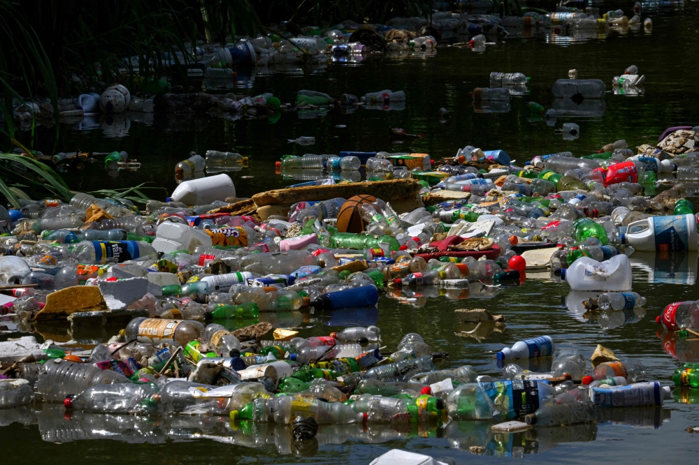 Plastic wastes accumulated in the Juan Diaz River are seen in Panama City on October 1, 2024. — AFP pic