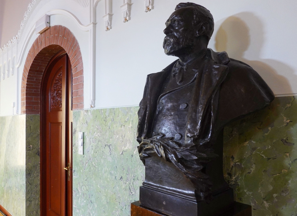 A view of a bust of Alfred Nobel inside the Norwegian Nobel Institute, where the laureate of the Nobel Peace Prize is announced, in Oslo October 11, 2024. — Reuters pic  