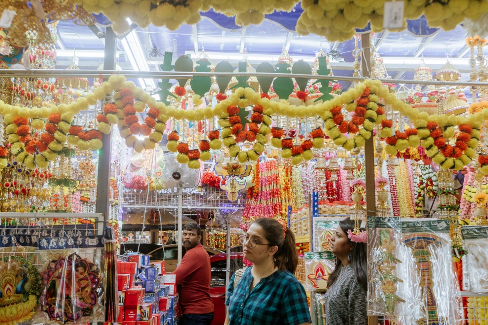 Shoppers looking for festive decorations at a bazaar in Brickfields, Kuala Lumpur. — Picture by Raymond Manuel