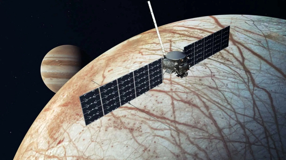 An artist’s concept shows a Nasa’s Europa Clipper spacecraft flying past Jupiter’s moon Europa in this undated illustration released by Nasa. — Nasa/JPL-Caltech handout pic via Reuters