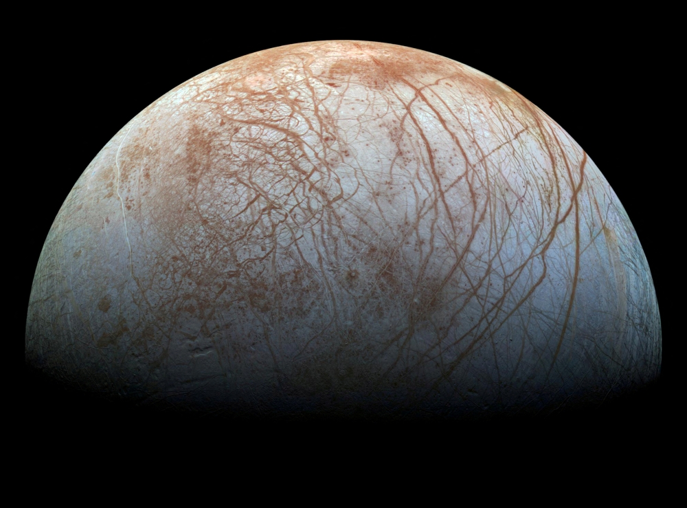 A view of Jupiter’s moon Europa created from images taken by Nasa’s Galileo spacecraft in the late 1990’s, according to Nasa, obtained by Reuters May 14, 2018. — Nasa/JPL-Caltech handout pic via Reuters