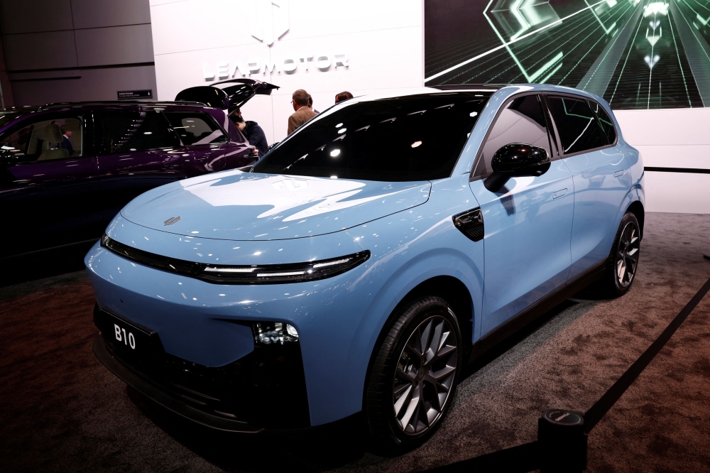 A Leapmotor B10 electric  SUV car is displayed on media day at the 2024 Paris Auto Show in Paris October 14, 2024. — Reuters pic  