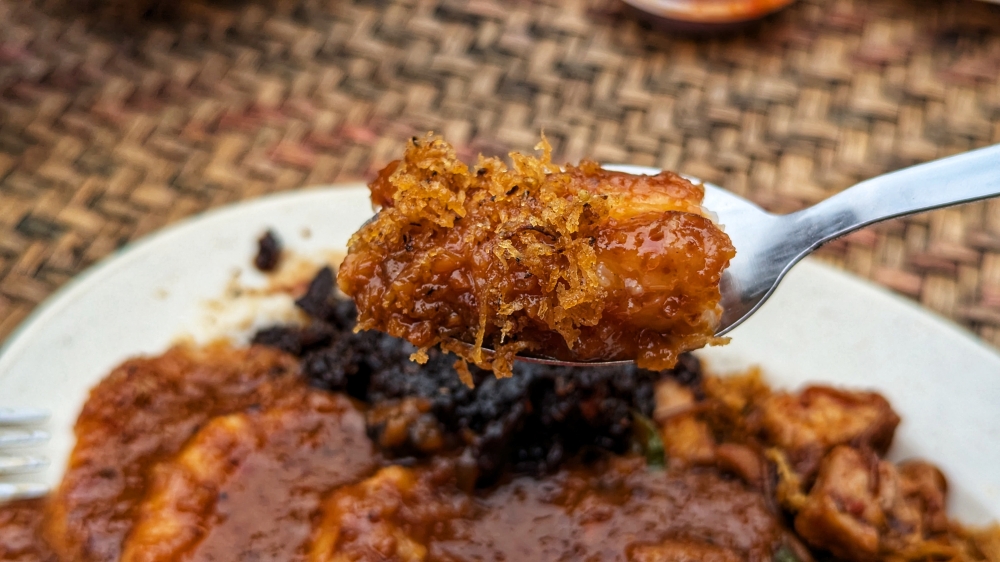 The ‘lontong’ with ‘kuah kacang’ and ‘serunding kelapa’ alone is already excellent. — Picture by Ethan Lau