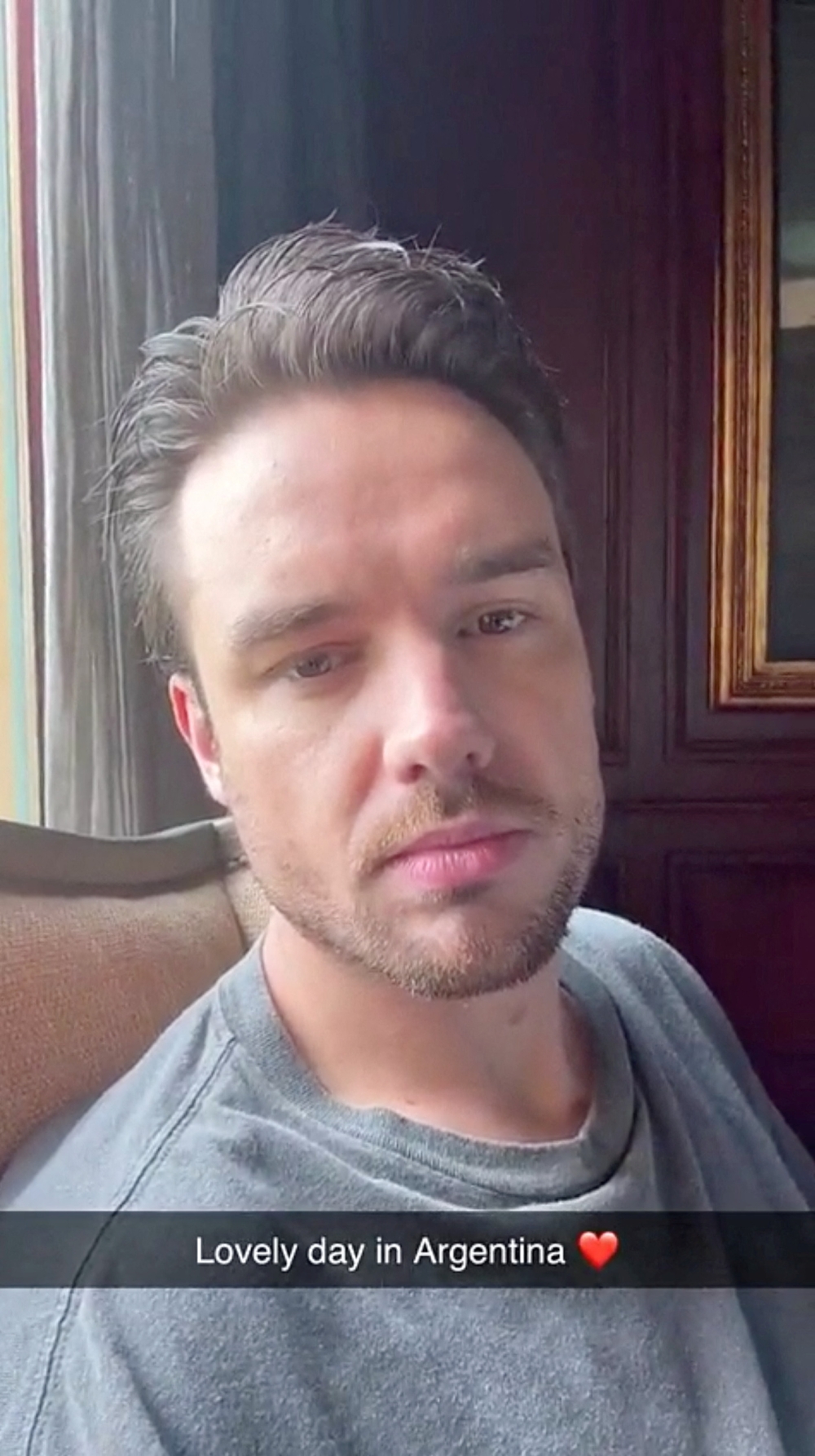 A social media selfie video shows former One Direction singer Liam Payne in Sarmiento, Buenos Aires province, Argentina, presumed to be the last videos of Liam Payne alive posted on his Snapchat verified account. — Reuters